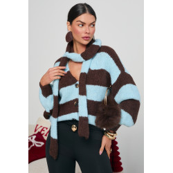 OVERSIZOWY KARDIGAN W PASKI Z SZALIKIEM