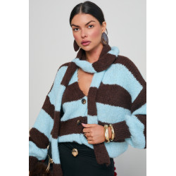 OVERSIZOWY KARDIGAN W PASKI Z SZALIKIEM