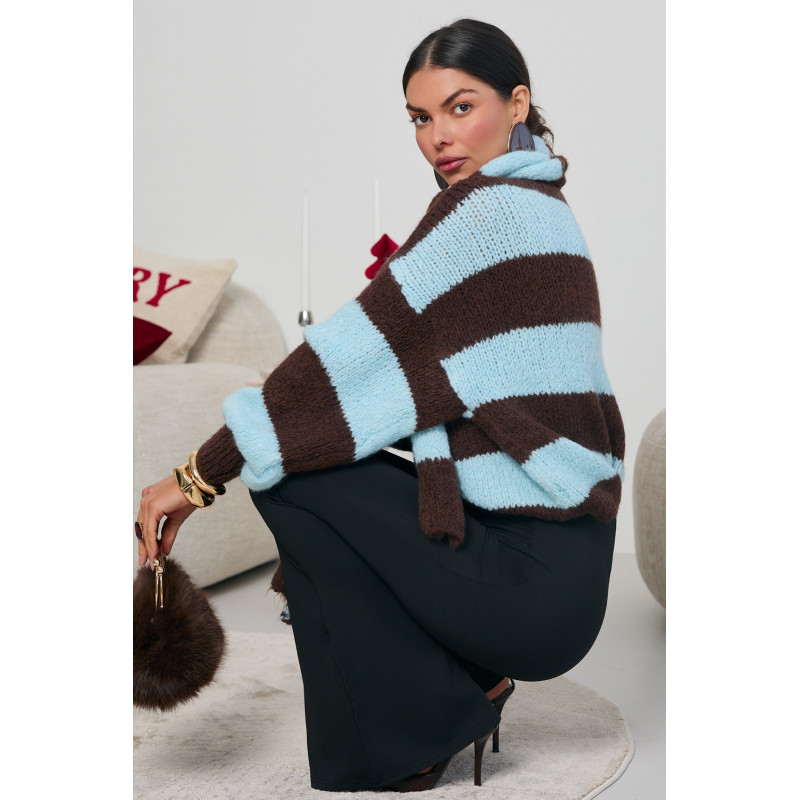 OVERSIZOWY KARDIGAN W PASKI Z SZALIKIEM