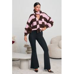 OVERSIZOWY KARDIGAN W PASKI Z SZALIKIEM