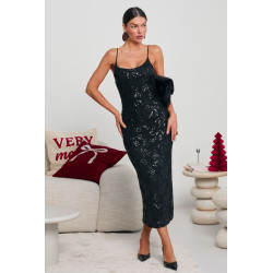 SUKIENKA MIDI Z CEKINOWYMI KWIATAMI