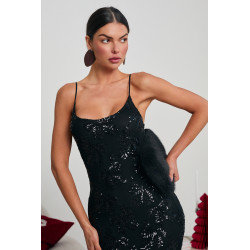 SUKIENKA MIDI Z CEKINOWYMI KWIATAMI