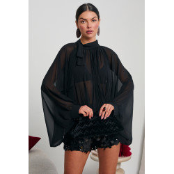 SZYFONOWA BLUZKA Z SZEROKIMI RĘKAWAMI