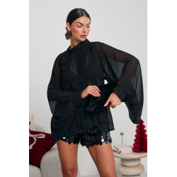 SZYFONOWA BLUZKA Z SZEROKIMI RĘKAWAMI