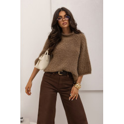 LUŹNY SWETER Z GRUBYM SPLOTEM I STÓJKĄ