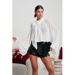 SZYFONOWA BLUZKA Z SZEROKIMI RĘKAWAMI