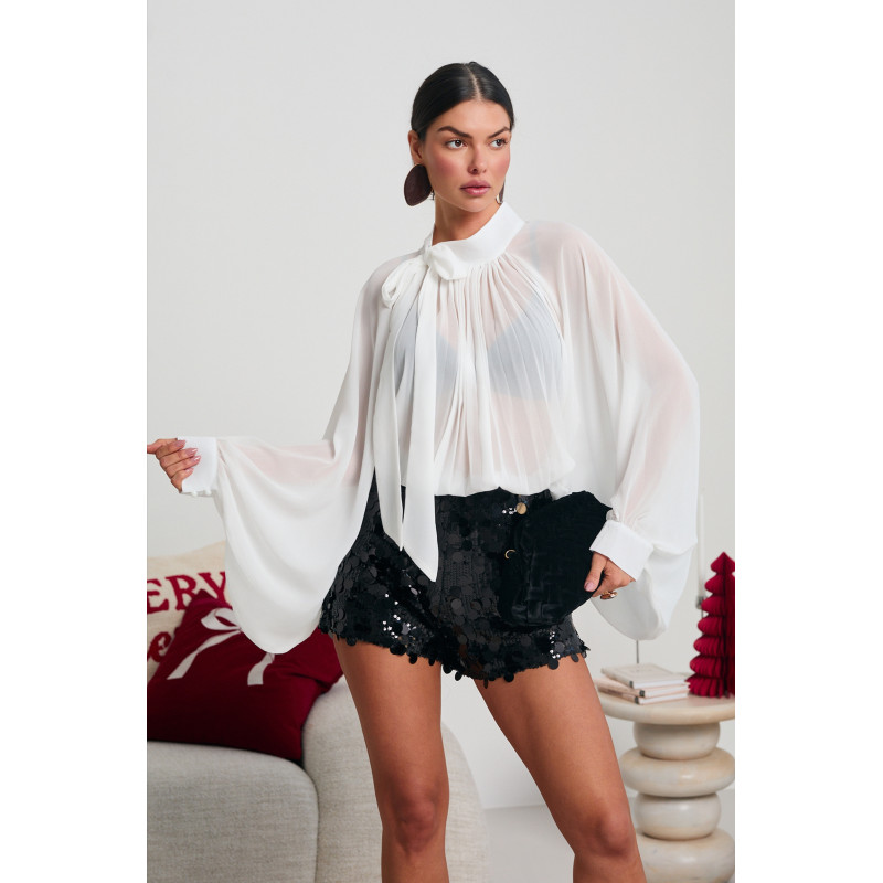 SZYFONOWA BLUZKA Z SZEROKIMI RĘKAWAMI