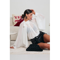 SZYFONOWA BLUZKA Z SZEROKIMI RĘKAWAMI