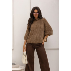 LUŹNY SWETER Z GRUBYM SPLOTEM I STÓJKĄ