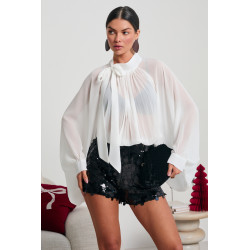 SZYFONOWA BLUZKA Z SZEROKIMI RĘKAWAMI