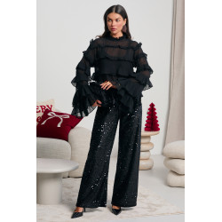 CEKINOWE SPODNIE TYPU WIDE LEG