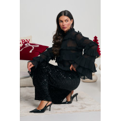 CEKINOWE SPODNIE TYPU WIDE LEG