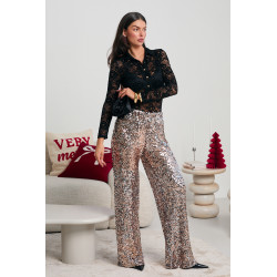 CEKINOWE SPODNIE TYPU WIDE LEG