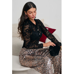 CEKINOWE SPODNIE TYPU WIDE LEG