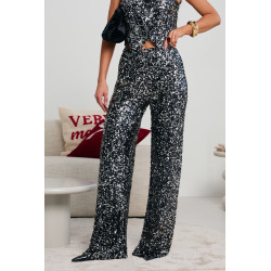 CEKINOWE SPODNIE TYPU WIDE LEG