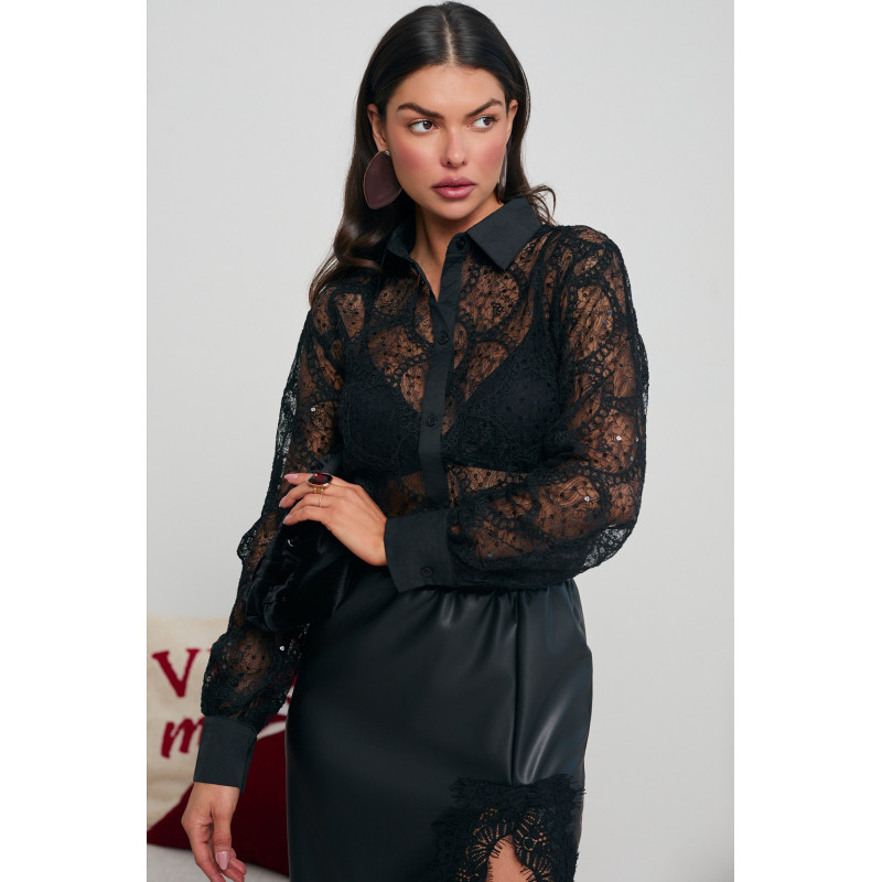 KORONKOWA KOSZULA Z CEKINAMI