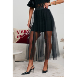 DWUWARSTWOWA SPÓDNICA Z TIULEM I KRYSZTAŁKAMI