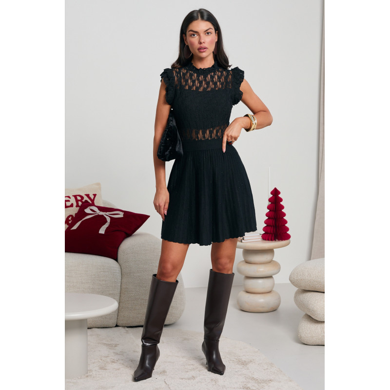 PLISOWANA SPÓDNICA MINI Z KRYSZTAŁKAMI