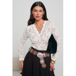 ROZKLOSZOWANA SPÓDNICA MIDI Z DEKORACYJNYM PASKIEM