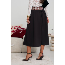ROZKLOSZOWANA SPÓDNICA MIDI Z DEKORACYJNYM PASKIEM