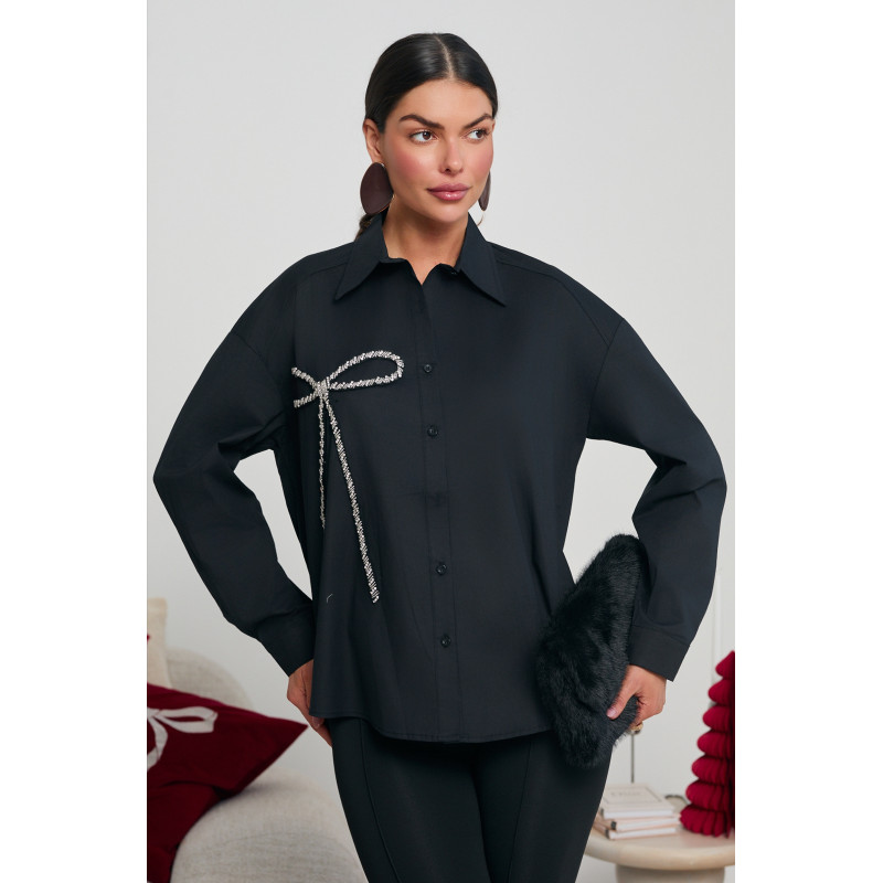 KOSZULA Z KRYSZTAŁKOWĄ KOKARDĄ