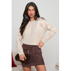 SWETER Z HAFTOWANYMI KWIATAMI