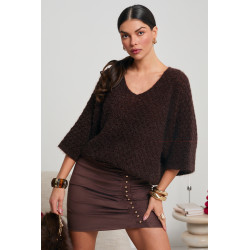 AŻUROWY SWETER O LUŹNYM KROJU