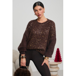 OVERSIZOWY SWETER ZE ZŁOTYM NAKROPIENIEM