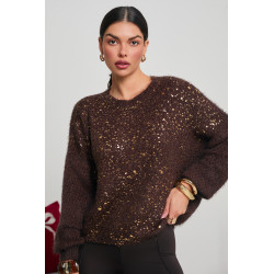 OVERSIZOWY SWETER ZE ZŁOTYM NAKROPIENIEM