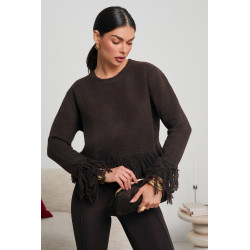 DZIANINOWY SWETER Z DEKORACYJNYMI FRĘDZLAMI
