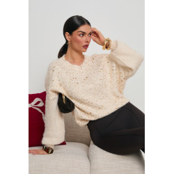 OVERSIZOWY SWETER ZE ZŁOTYM NAKROPIENIEM