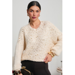 OVERSIZOWY SWETER ZE ZŁOTYM NAKROPIENIEM
