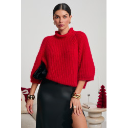 LUŹNY SWETER Z GRUBYM SPLOTEM I STÓJKĄ