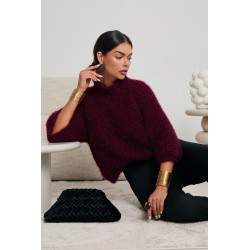 LUŹNY SWETER Z GRUBYM SPLOTEM I STÓJKĄ