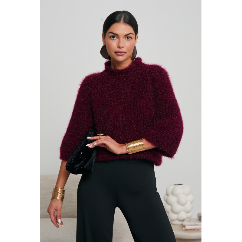 LUŹNY SWETER Z GRUBYM SPLOTEM I STÓJKĄ