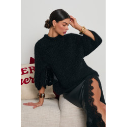 LUŹNY SWETER Z GRUBYM SPLOTEM I STÓJKĄ