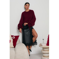 SWETER O LUŹNYM KROJU Z WIĄZANIAMI NA RĘKAWACH