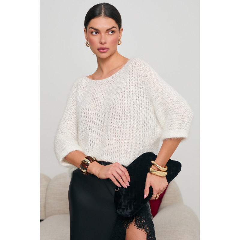 SWETER OVERSIZE Z KRÓTKIM RĘKAWEM