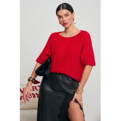 SWETER OVERSIZE Z KRÓTKIM RĘKAWEM