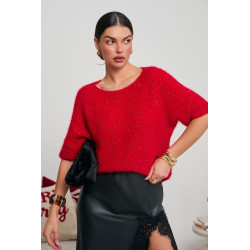 SWETER OVERSIZE Z KRÓTKIM RĘKAWEM