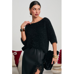 SWETER OVERSIZE Z KRÓTKIM RĘKAWEM