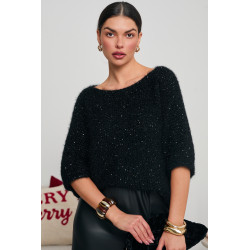 SWETER OVERSIZE Z KRÓTKIM RĘKAWEM