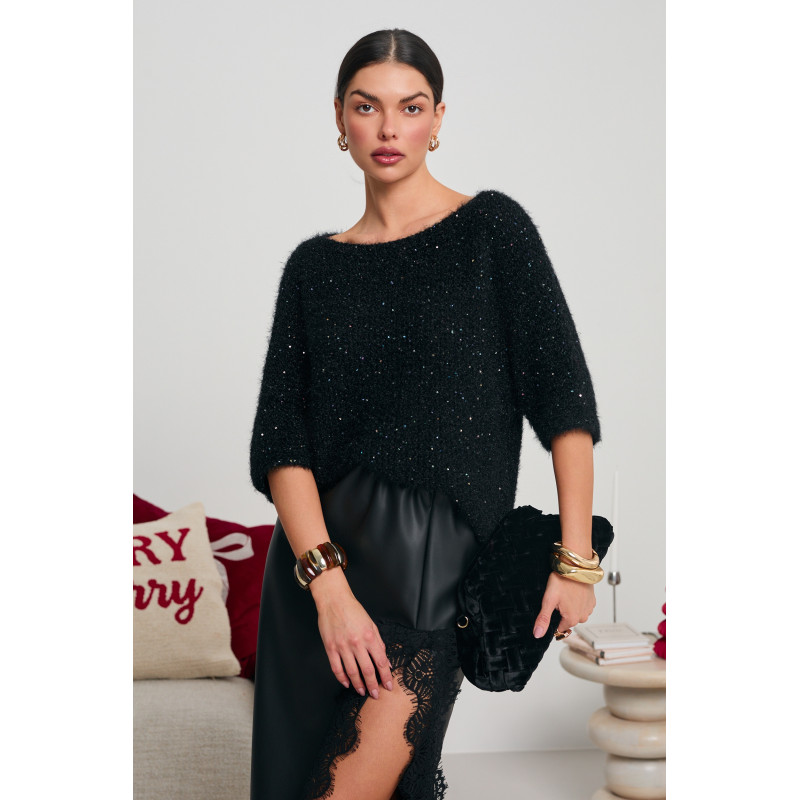 SWETER OVERSIZE Z KRÓTKIM RĘKAWEM