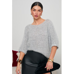 SWETER OVERSIZE Z KRÓTKIM RĘKAWEM