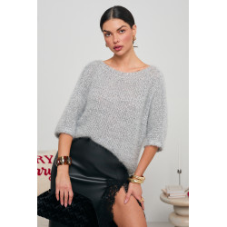 SWETER OVERSIZE Z KRÓTKIM RĘKAWEM