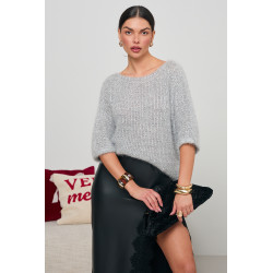 SWETER OVERSIZE Z KRÓTKIM RĘKAWEM