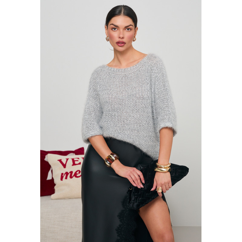 SWETER OVERSIZE Z KRÓTKIM RĘKAWEM