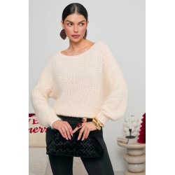 SWETER O LUŹNYM KROJU Z CEKINOWĄ DROBINKĄ