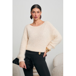 SWETER O LUŹNYM KROJU Z CEKINOWĄ DROBINKĄ