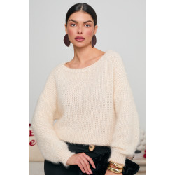 SWETER O LUŹNYM KROJU Z CEKINOWĄ DROBINKĄ